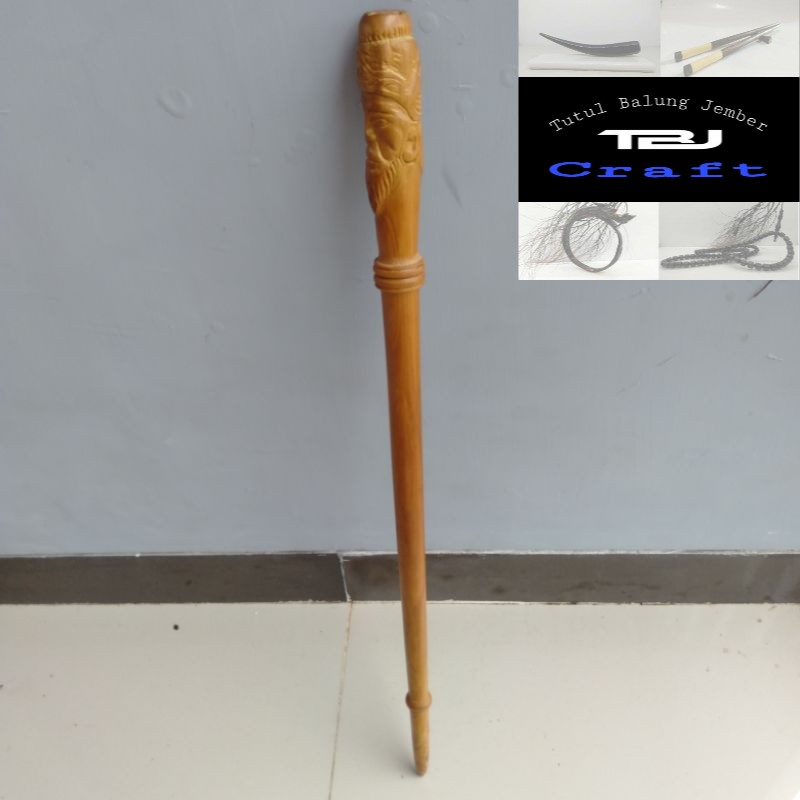 tongkat komando kayu Cendana Jawa ukir raja TBJ Craft