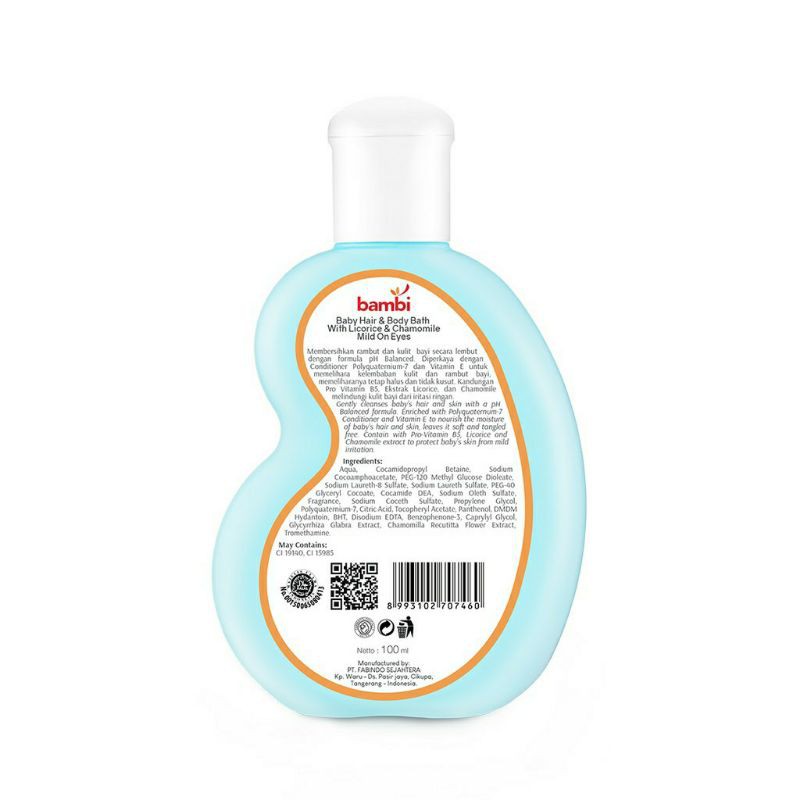 Bambi Baby Hair &amp; Body Bath 100 ml - Bambi Shampo Sabun Bayi 2in1 isi 100ml Newborn