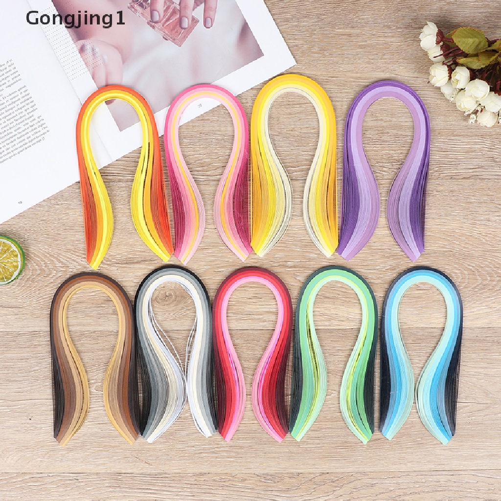 Gongjing1 100Pcs / Set Strip Kertas Quilling 3mm 39cm Untuk Kerajinan Tangan DIY