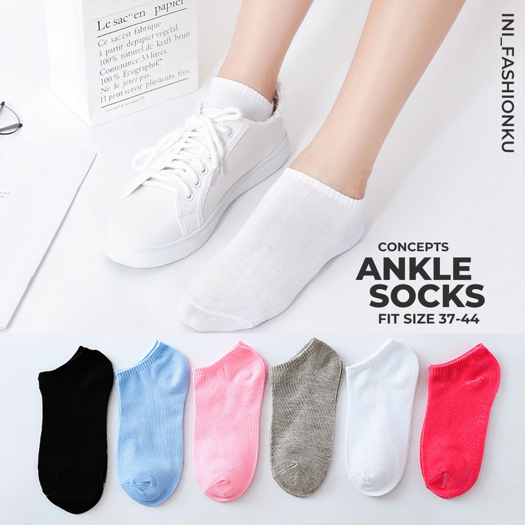 ( BISA GROSIR ) KAOS KAKI ANKLE IMPORT KAOS KAKI SEMATA KAKI CUTE KAOS KAKI ANGKLE POLOS LUCU IMUT WARNA BISA COD