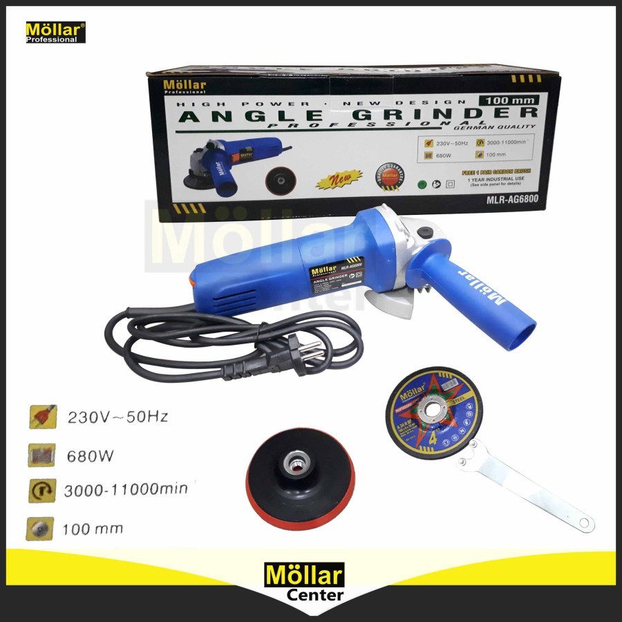 Mesin Gerinda tangan 4 inch  adjustable speed Mollar AG6800 Variable Speed mesin gerinda Poles Molla