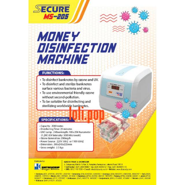Sterilizer Box SECURE MS-205 Banknote disinfectant Sterilisasi Uang UV MS205