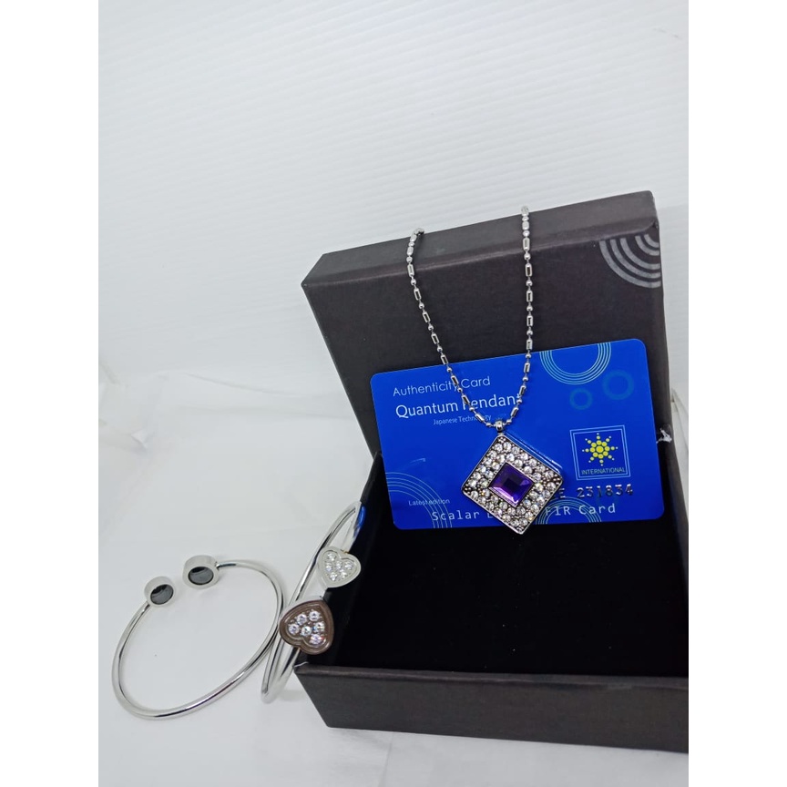 [ TERLARIS ] 1 set kalung kesehatan / kalung + gelang +BOX + SERTIFIKAT/KALUNG KESEHATAN ANTI VIRUS/Quantum pendant kalung kesehatan/Quantum Science Energy Pendant Necklace / Kalung Liontin Terapi Kesehatan Magnetic Pendant