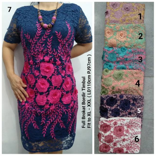Dress Full Brokat Bordir Timbul 83226