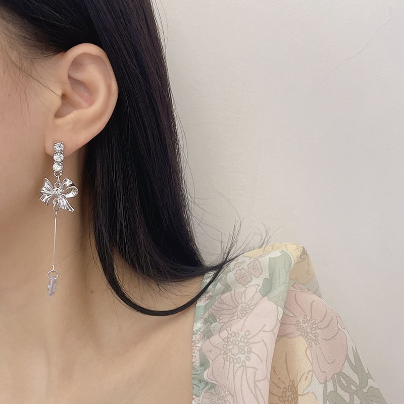 Anting Gantung Model Pita Dengan Rumbai Elegan Untuk Wanita