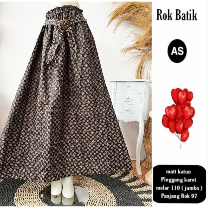 Rok Katun Motif Batik Wanita Remaja Dewasa Panjang Jumbo Fashion Muslim Kekinian Terbaru Pekalongan-16