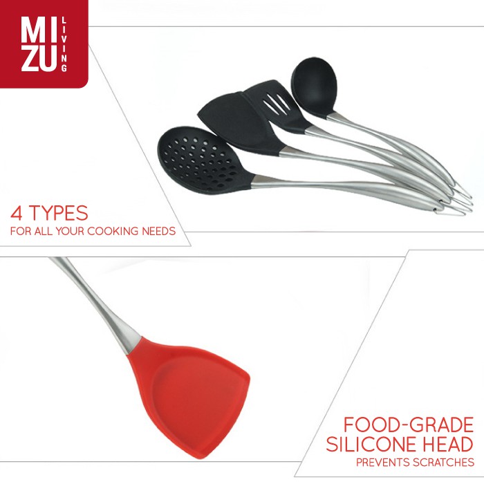 SILIRON Silicone Spatula Kitchen Set Sutil Gagang Stainless Steel Handle BPA-FREE