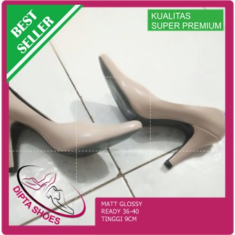 High heels Glossy SKL71 Cream Sepatu hak tinggi wanita highheels murah