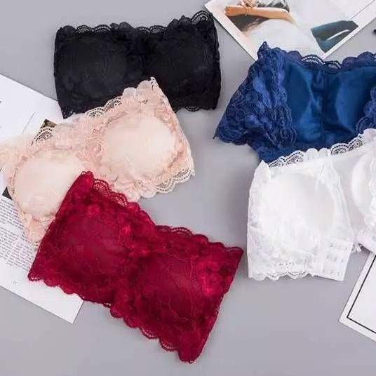 Medan Termurah KD13 Bra kemben import busa Tanpa Tali bra kemben renda cantik import