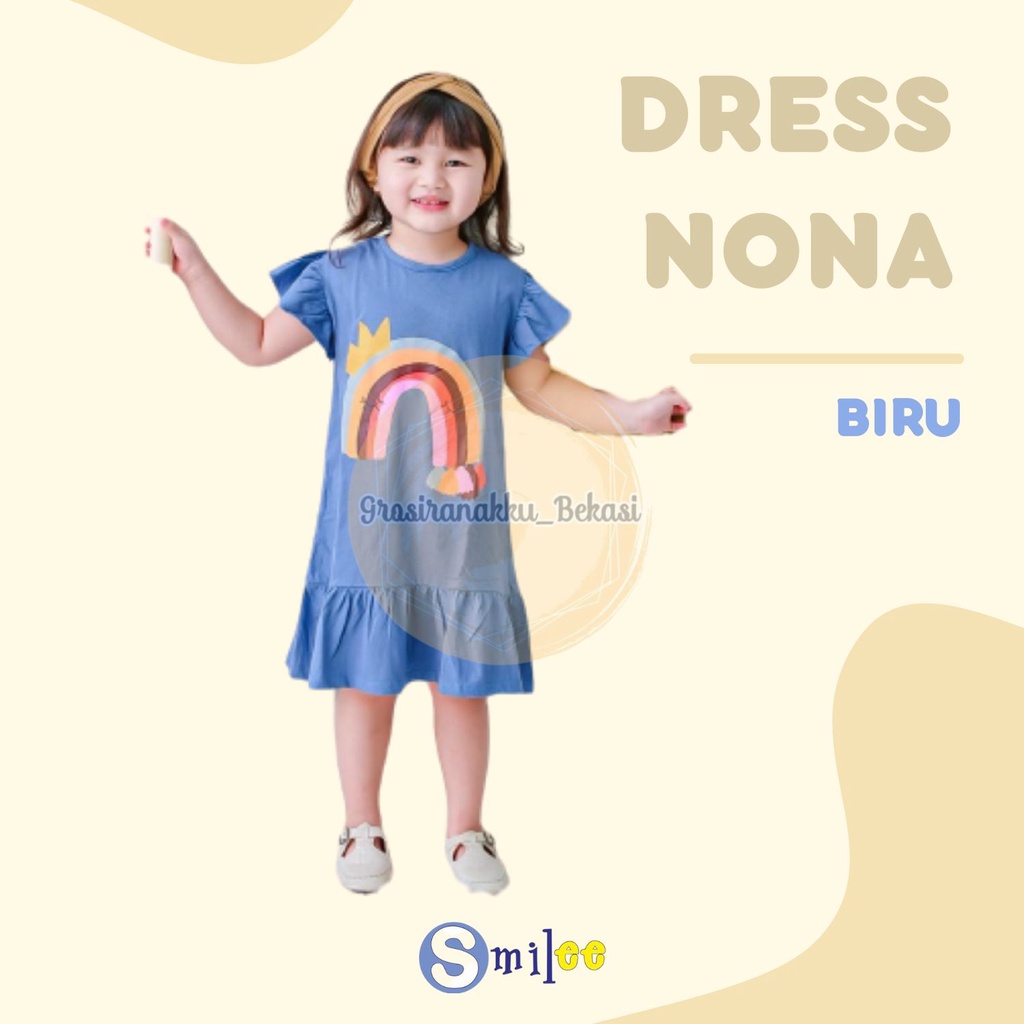 Dress Anak Smilee Nona Biru Pelangi Size 1-5Thn