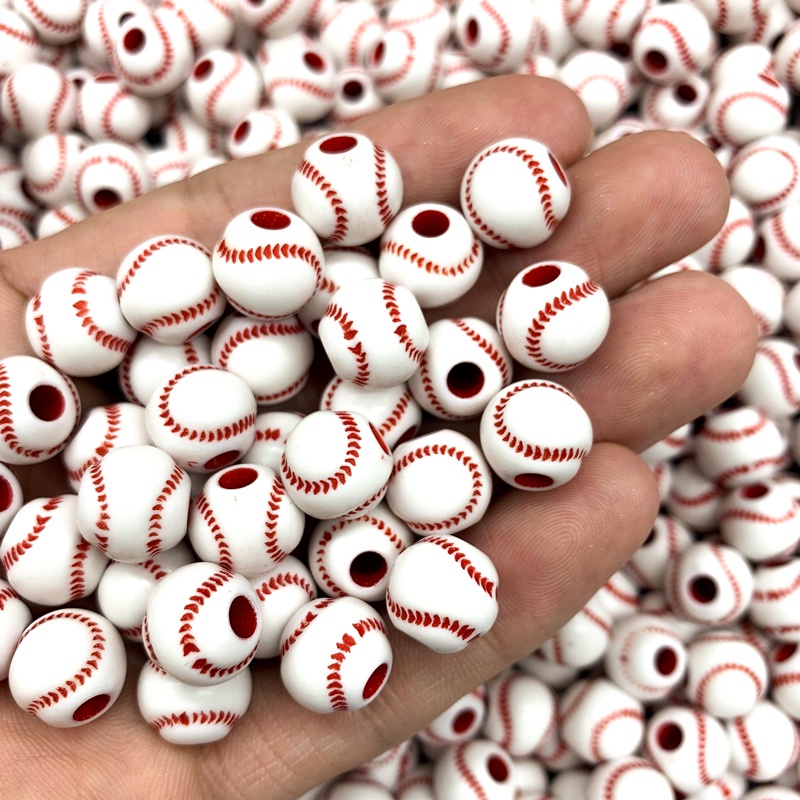 30pcs / lot Manik-Manik Baseball Handmade Bahan Akrilik Ukuran 12mm Untuk Mainan Anak