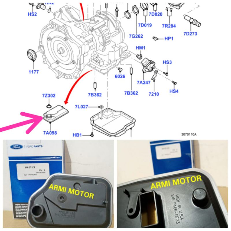 Filter Oli Matik Ford Fiesta 1.400 cc Trend Matik Genuine Ford XS4Z7A098AC SCREEN ASY-FILTER Saringa