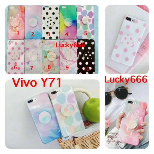 Soft case bonus pop socket vivo y71 silikon plus soket vivo y71 y 71