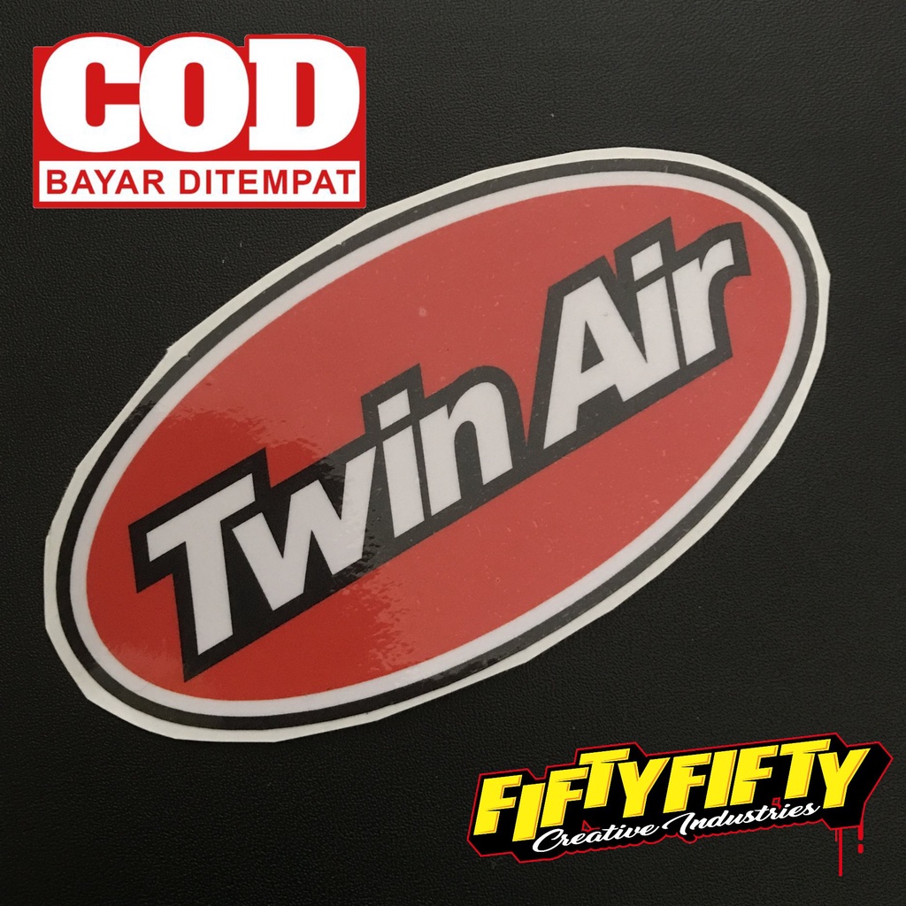 Stiker Print Cut TWIN AIR Stiker Printing Laminasi Glossy Stiker Motor Mobil Helm Sudah Membentuk Pola Desain