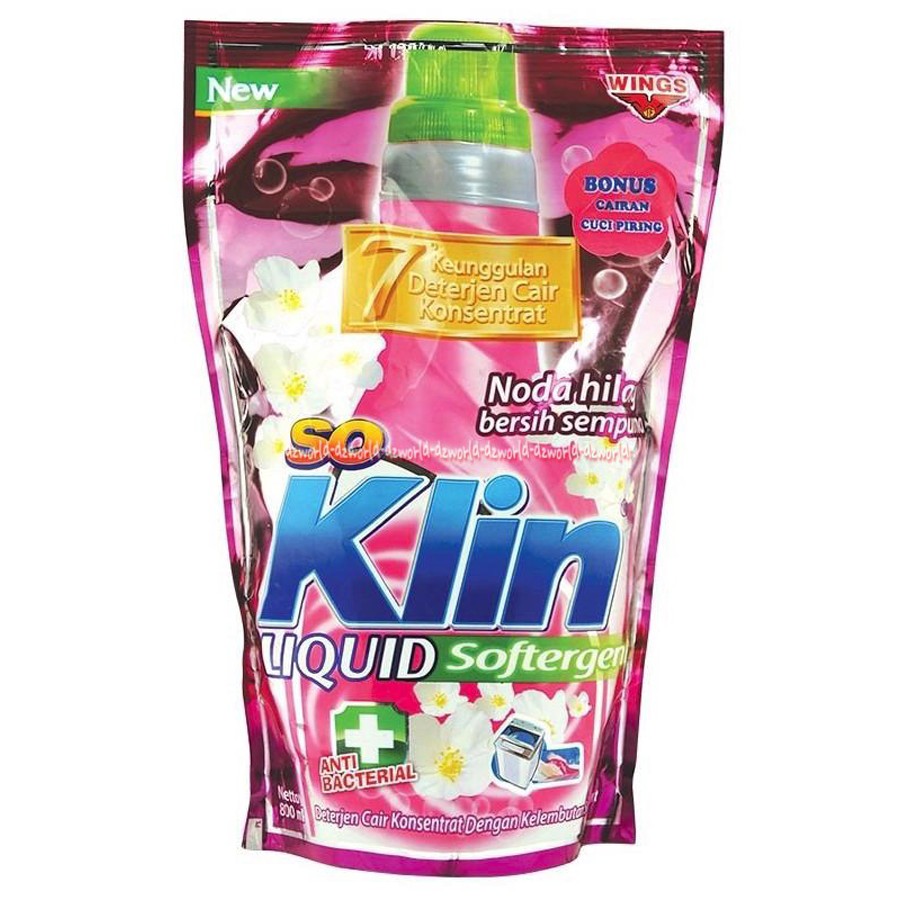 So klin Liquid 720ml  Softergent Detergen Cair Soklin Pink Biru Ungu Anti Bacterial So Clean 720 mili Soft Tener