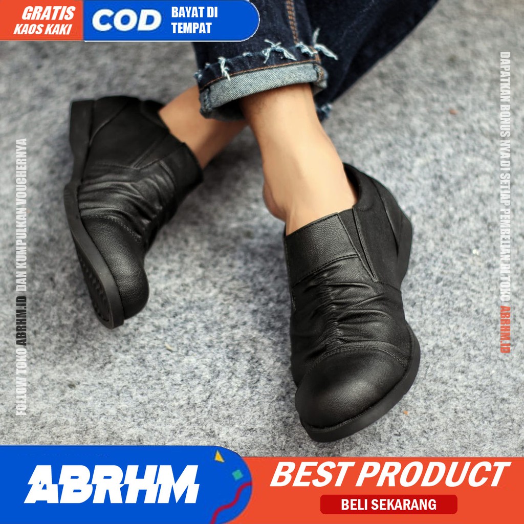 ABRHM X KERUT Sepatu Slip On Pria Sepatu Casual Pria Sepatu Pria Casual Kulit PU Cowo/Cowok Ori Sepatu Kasual Santai Gaya Keren Kekinian Anti Slip Original Murah Terlaris