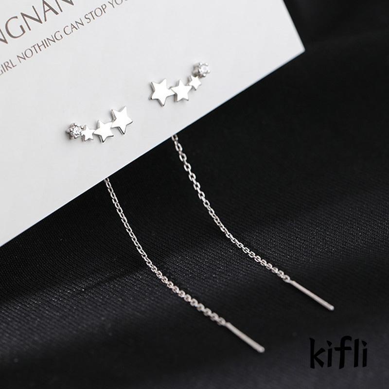 Anting Gantung Panjang Model Rantai Rumbai + Bintang Untuk Wanita (KD)