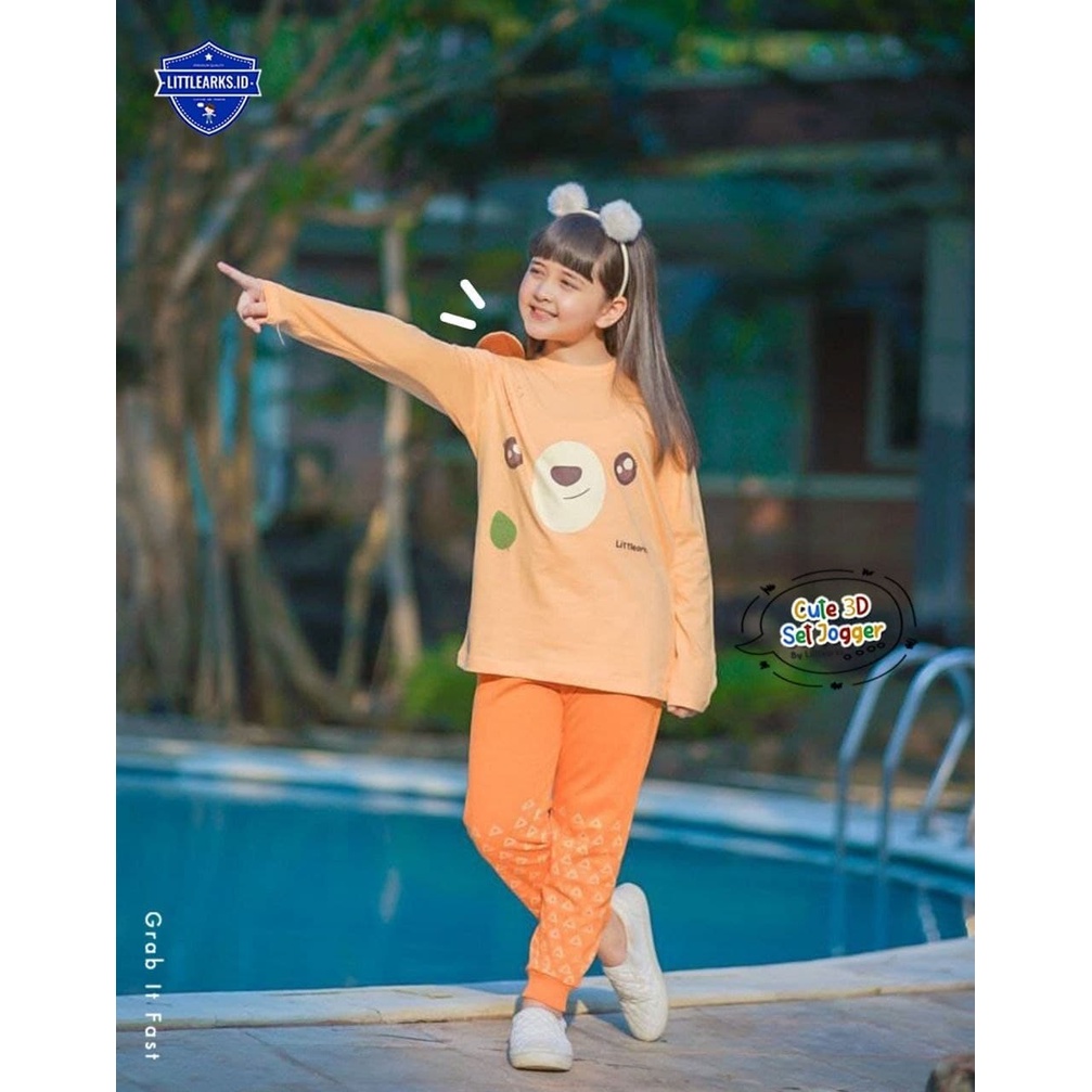 Setelan jogger anak Setelan anak anak murah Little arks cute 3d set jogger 2-10tahun Baju anak brand