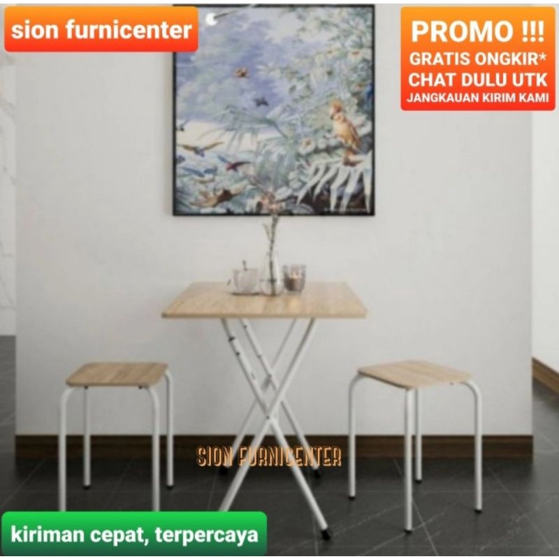 meja makan lipat set plus kursi / dining table / meja lipat plus kursi / mejalipat / diningtable / f