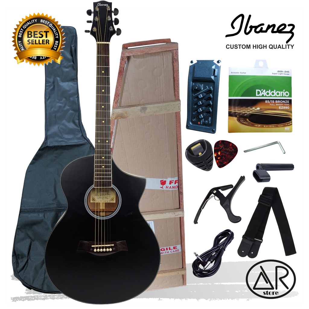 Gitar IBANEZ EW akustik elektrik PREMIUM High Quality equalizer 7545 bonus lengkap Paking Kayu