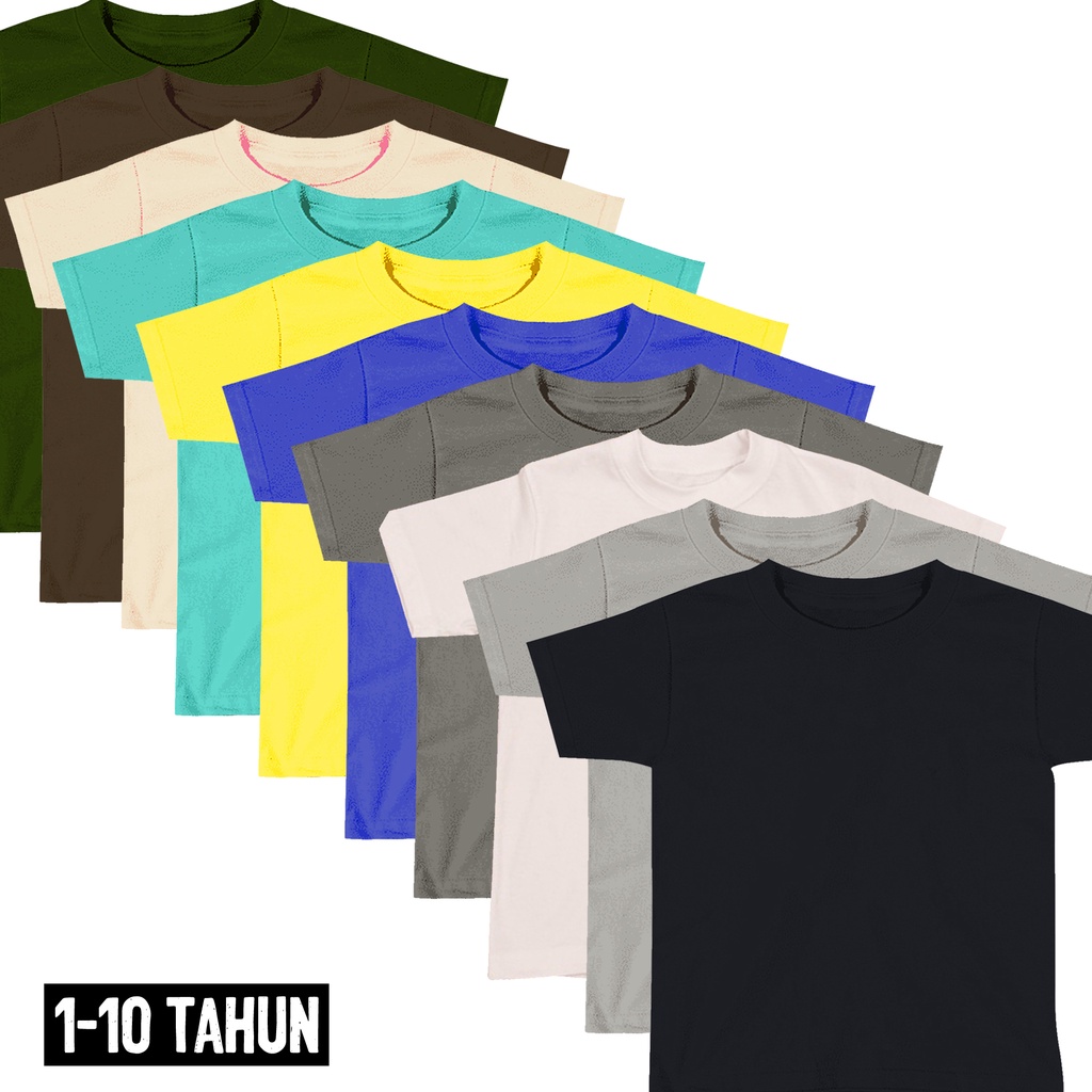 KAOS POLOS ANAK COTTON COMBED 30S 1-10 TAHUN SUPER SOFT MURAH NYAMAN MENYERAP KERINGAT POLOSAN SATUA