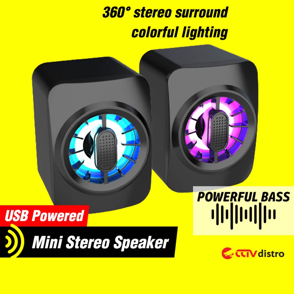 A10 Speaker USB Aktif Mini Speker Kecil Spiker Laptop PC Komputer TV Bass RGB Gaming Active Portabel