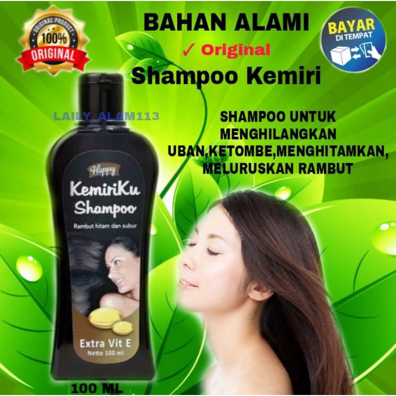 SHAMPO UBAN SAMPO PENGHITAM RAMBUT UBAN HAPPY SHAMPOO KEMIRIKU 100ML SHAMPO PENGHILANG KETOMBE TREATMENT RAMBUT