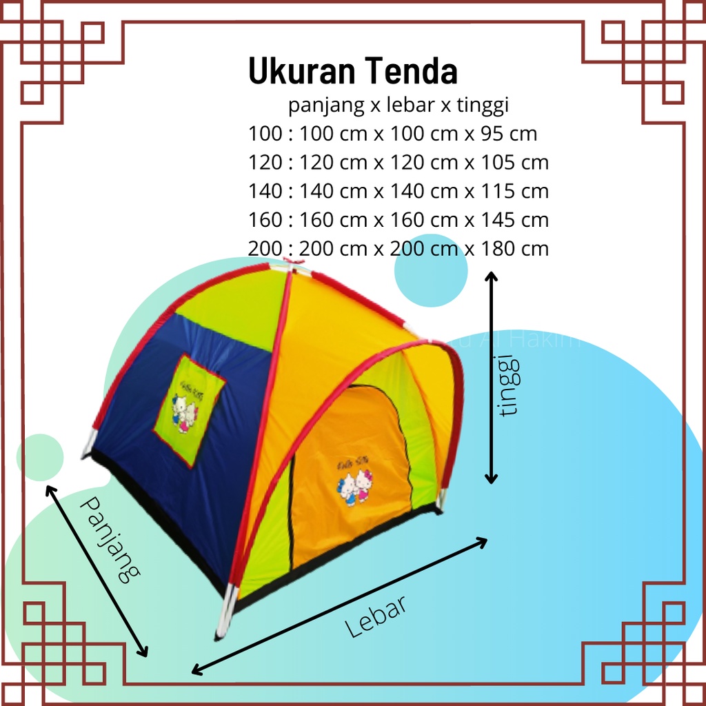 Tenda Anak Karakter Hello Kitty Ukuran 100 x 100 cm - Tenda Anak Camping - Tenda Anak Murah Parasut