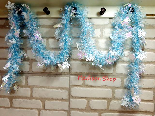 SLINGER SNOWFLAKE TINSEL MURAH DEKORASI POHON NATAL HIASAN PARCEL NATAL GROSIR PITA LILIT