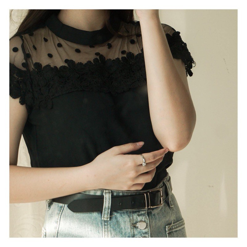 Black Lace Korean Blouse