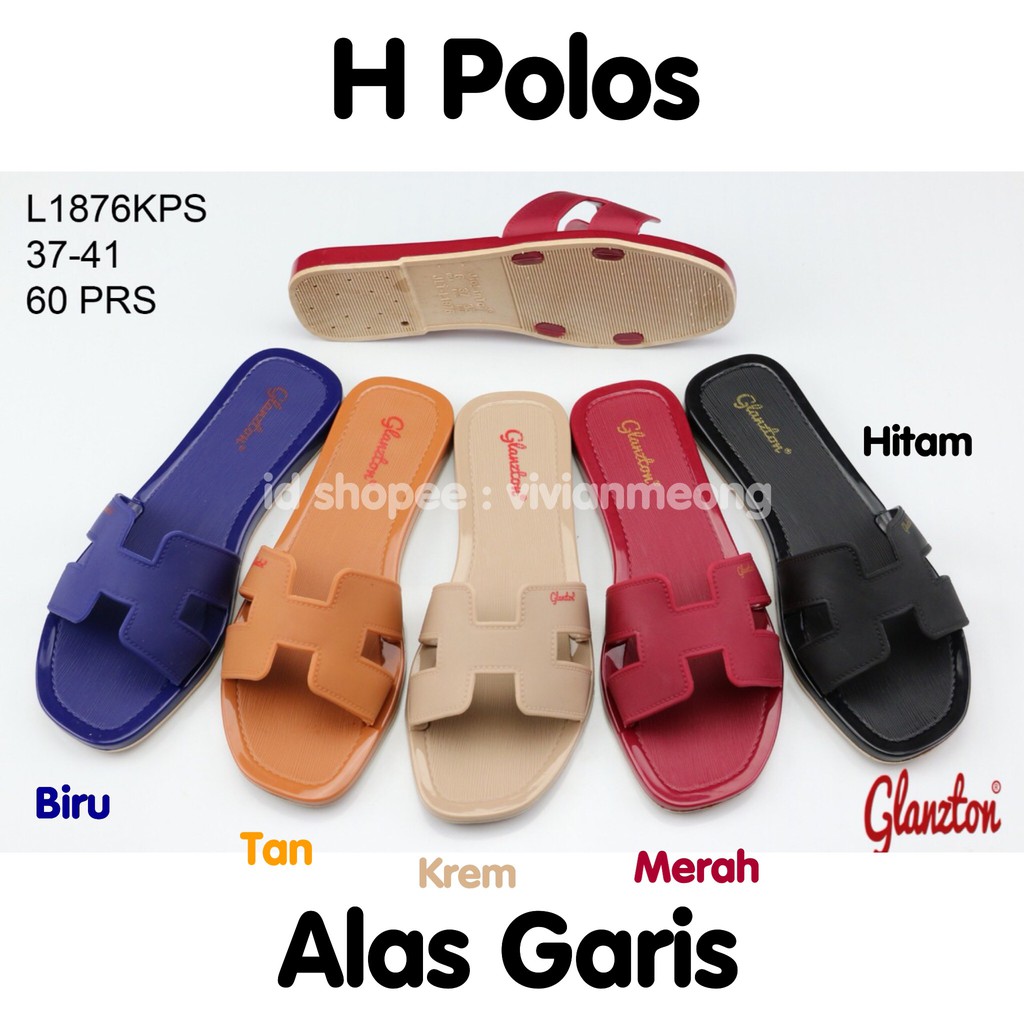 Sandal Teplek H Sandal H Glanzton  Alas Garis Shopee 