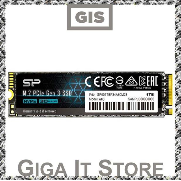 Silicon Power A60 SSD M.2 2280 PCIe Gen3x4 NVMe1.3 - 1TB