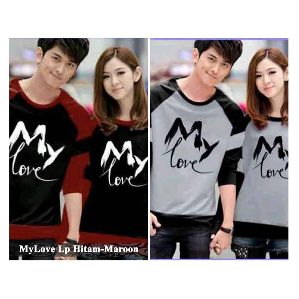 Kaos Lengan Panjang Couple Murah Bajucouple Murah Terbaru Kaos Kopel Simple Mylove Shopee Indonesia