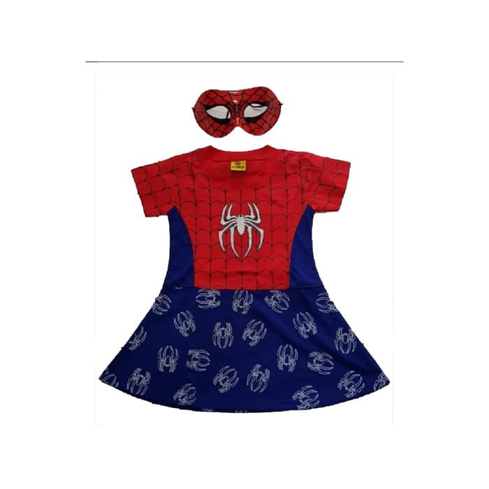 BAJU KOSTUM ANAK SPIDERGIRL SPIDER-MAN ANAK PEREMPUAN USIA 2-10 TAHUN GRATIS TOPENG