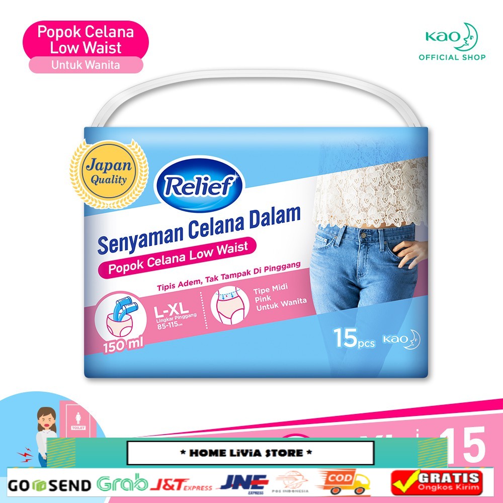 Relief  Low Waist  Popok Dewasa Celana Wanita  L-XL 150ml 15S