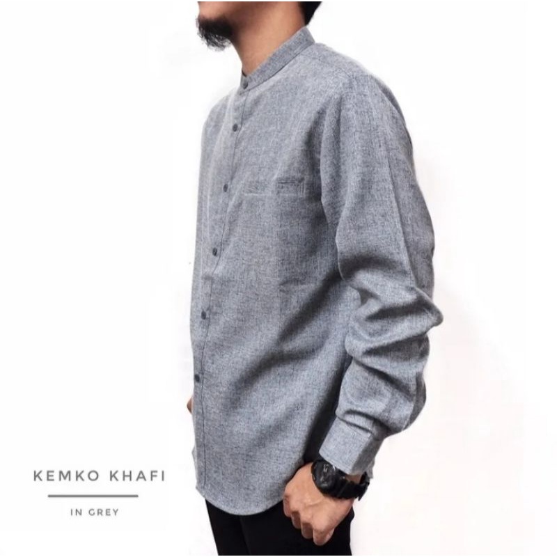 Kemko kemeja Koko khafi  MQ fashion polos warna abu