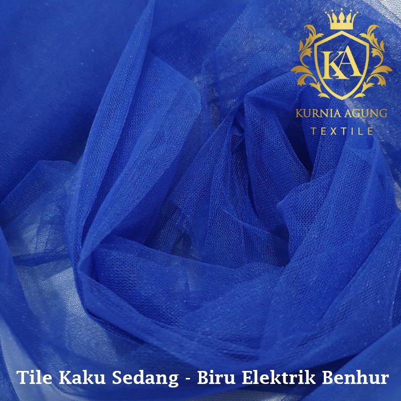 Kain Tile Tulle Kaku Sedang 100cm x 125cm meteran Per Meter Souvenir Dekorasi Wedding Veil Aksesoris-Biru Elektrik