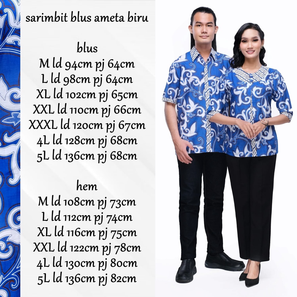 BATIK COUPLE KELUARGA SARIMBIT PASANGAN MUDA AYAH IBU ANAK  PREMIUM FAMILY JUMBO MODERN MURAH KEKINIAN TERBARU BLOUSE BLUS AMETA BIRU CAMISOLA CLOTHING