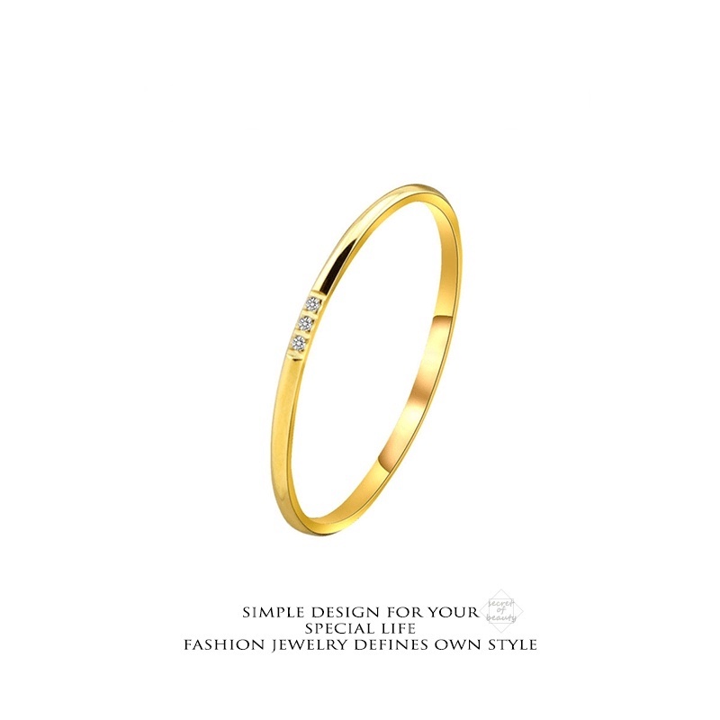 Cincin Titanium Wanita Berlian Emas 18K Cantik Anti Karat Perhiasan Korea