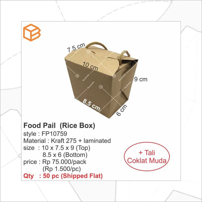 

Order Langsung FP10759 - PLUS TALI | Dus. Kemasan. Packaging. Food Pail. Box Terlaris