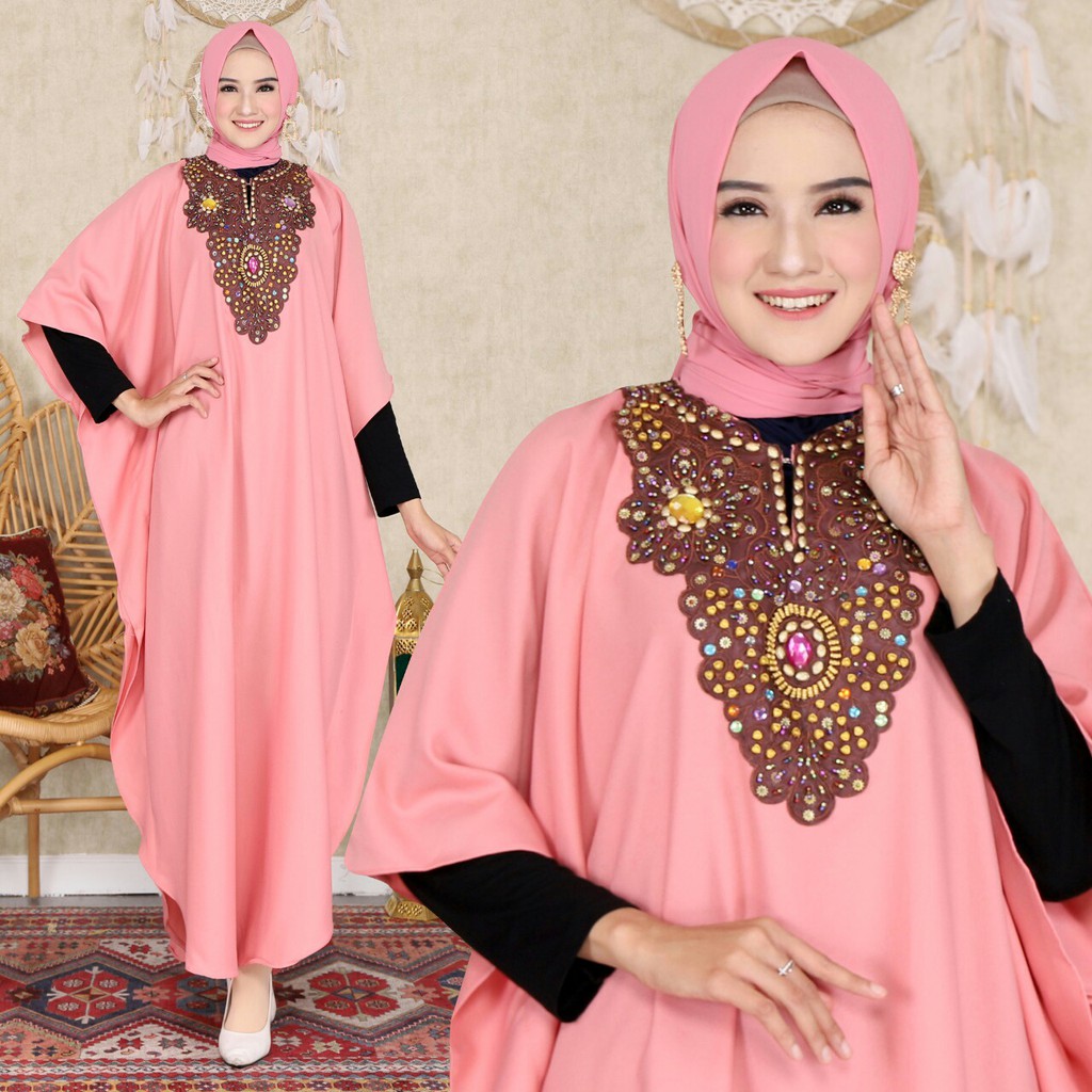 HOPYLOVY - Kaftan Wanita Kombinasi Payet Alila