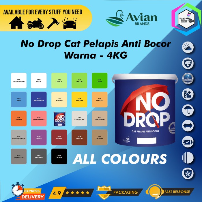 NO DROP 4KG Cat Pelapis Anti Bocor - All Color - 003 Hitam