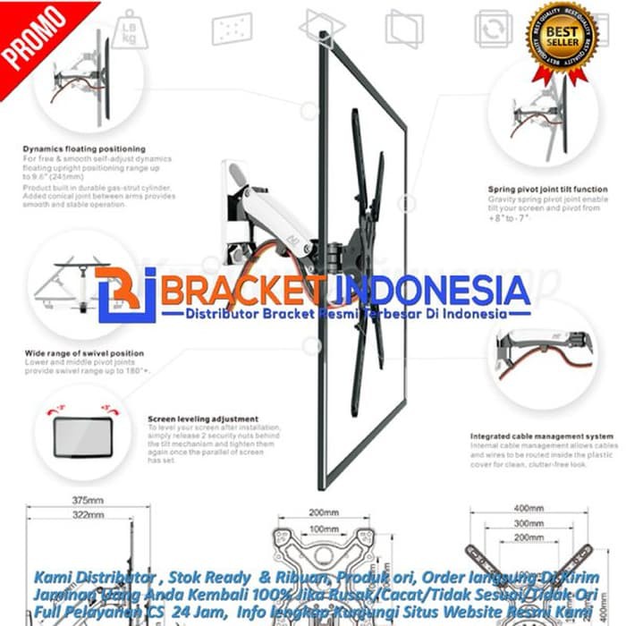 Bracket TV BI-X160 ORI import max 50 49 43 42 40 32 27 24 22 20 17 14