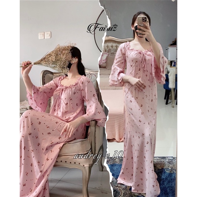 Daster arab FAIRUZ AUDREY Homedress Rayon Homewear Original Label-DUSTY PINK VOL.10