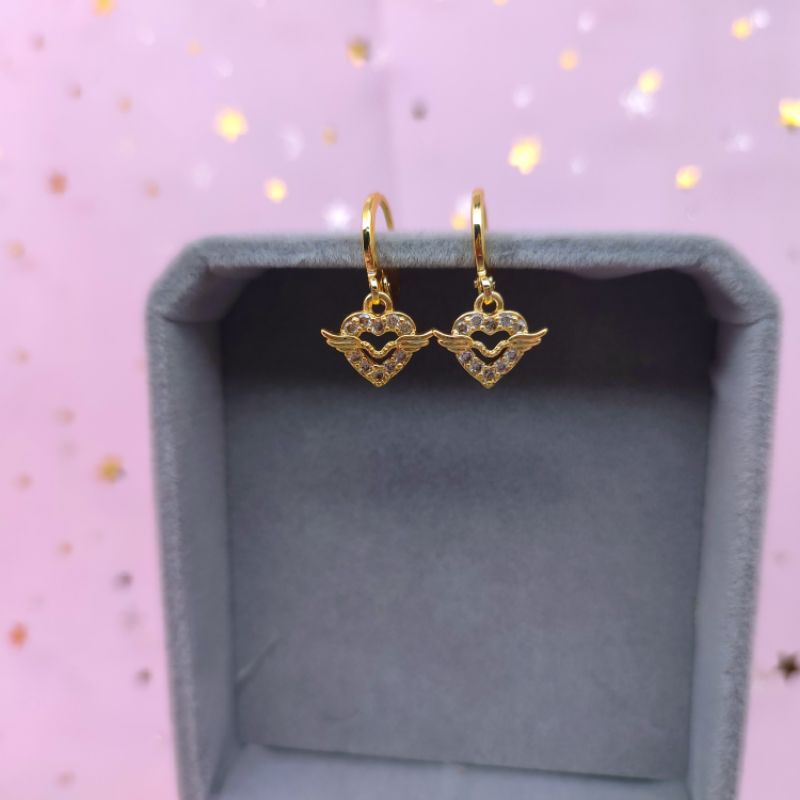 Anting love sayap lapis emas