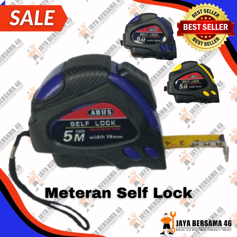 METERAN SELF LOCK MODEL ONI / METERAN TUKANG AUTO LOCK / MEASURING TAPE / METERAN KARET OTOMATIS SELFLOCK 3METER 5METER