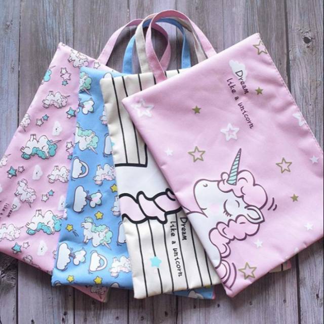 

PF06 DREAM UNICORN PORTABLE A4 FILE STORAGE POUCH BAG TEMPAT BUKU