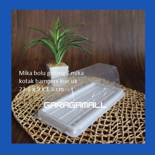 Mika plastik mika kue bolu gulung box mika hampers bolu gulung mika kue kotak kue uk 23.5x9x1.5cm (i