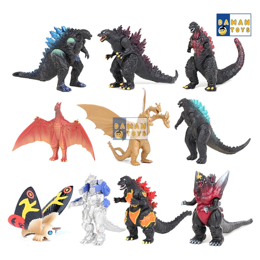 Action Figure Godzilla set 8, Godzilla Figure, Pajangan dasboard mobil, koleksi miniatur Topper Cake