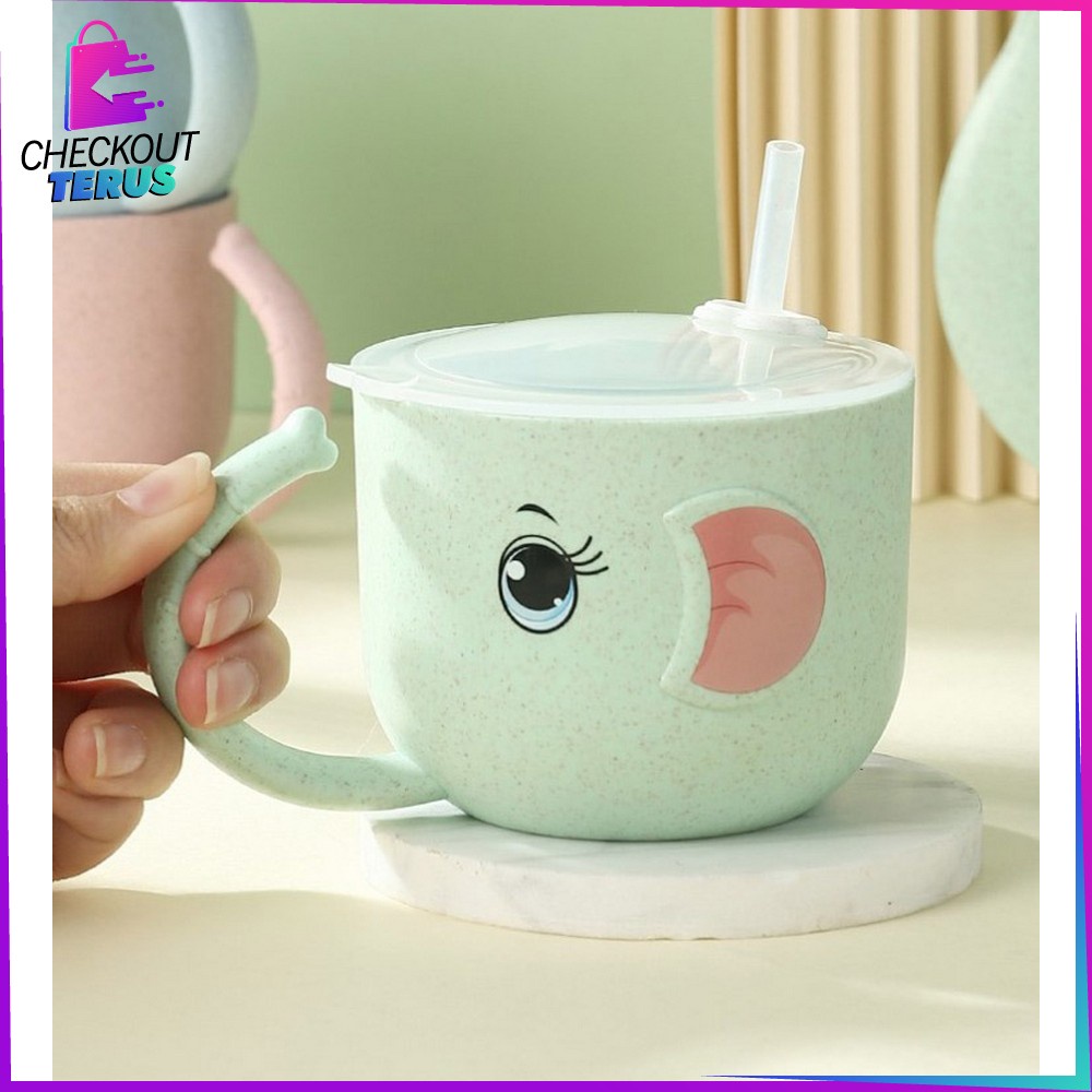 CT C381 C382 Gelas Minum Anak Anti Tumpah Gelas Jerami Mug Cangkir Anak Lucu Karakter Kartun Cangkir Baby Wheat Straw Baby Cup